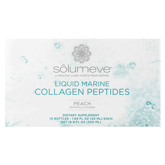 Solumeve, Ageless Beauty, Liquid Marine Collagen, Peach , 10 Bottles, 1.69 fl oz (50 ml) Each - Image 1