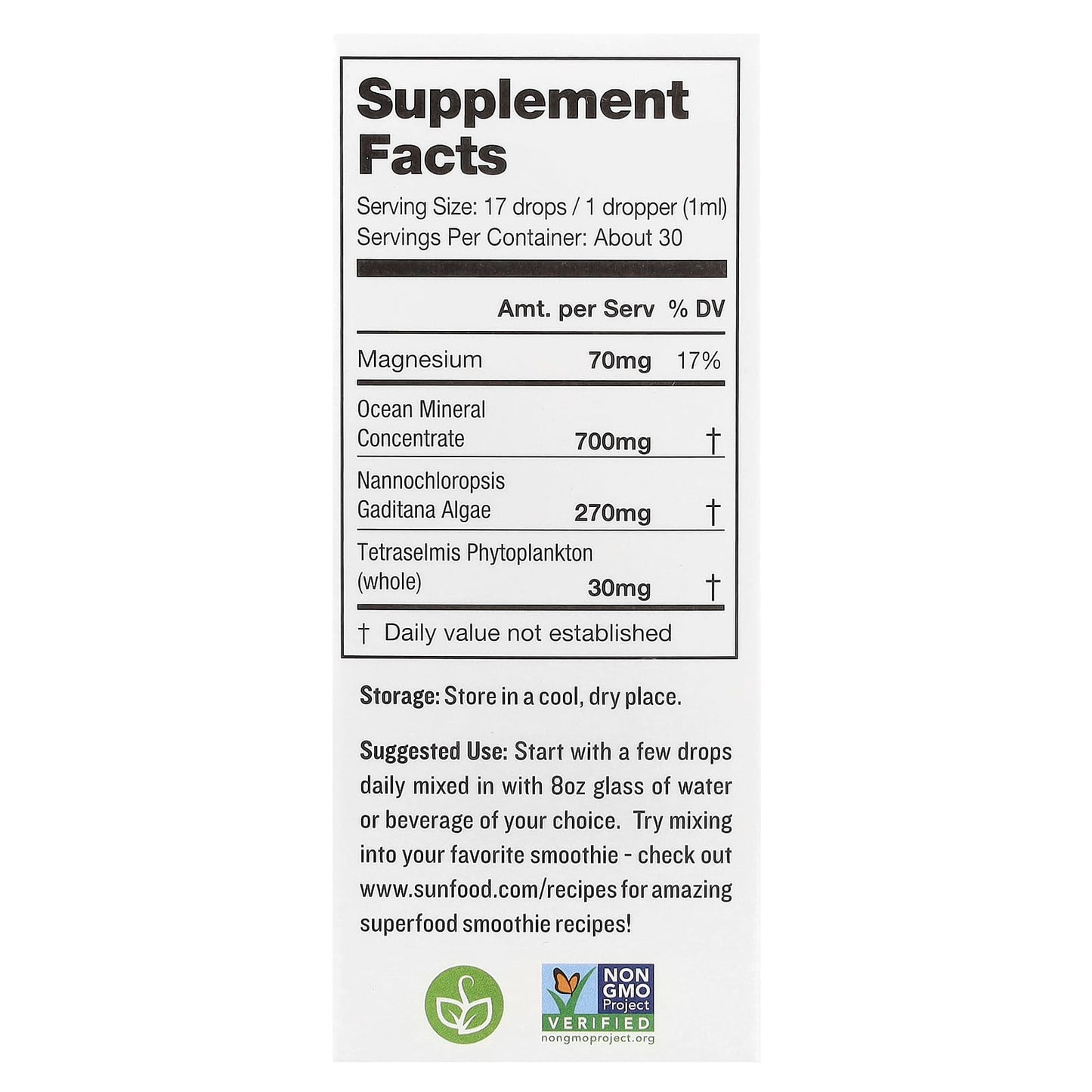 Sunfood, Essential Ocean Marine Phytoplankton, 1 fl oz (30 ml) - Image 2