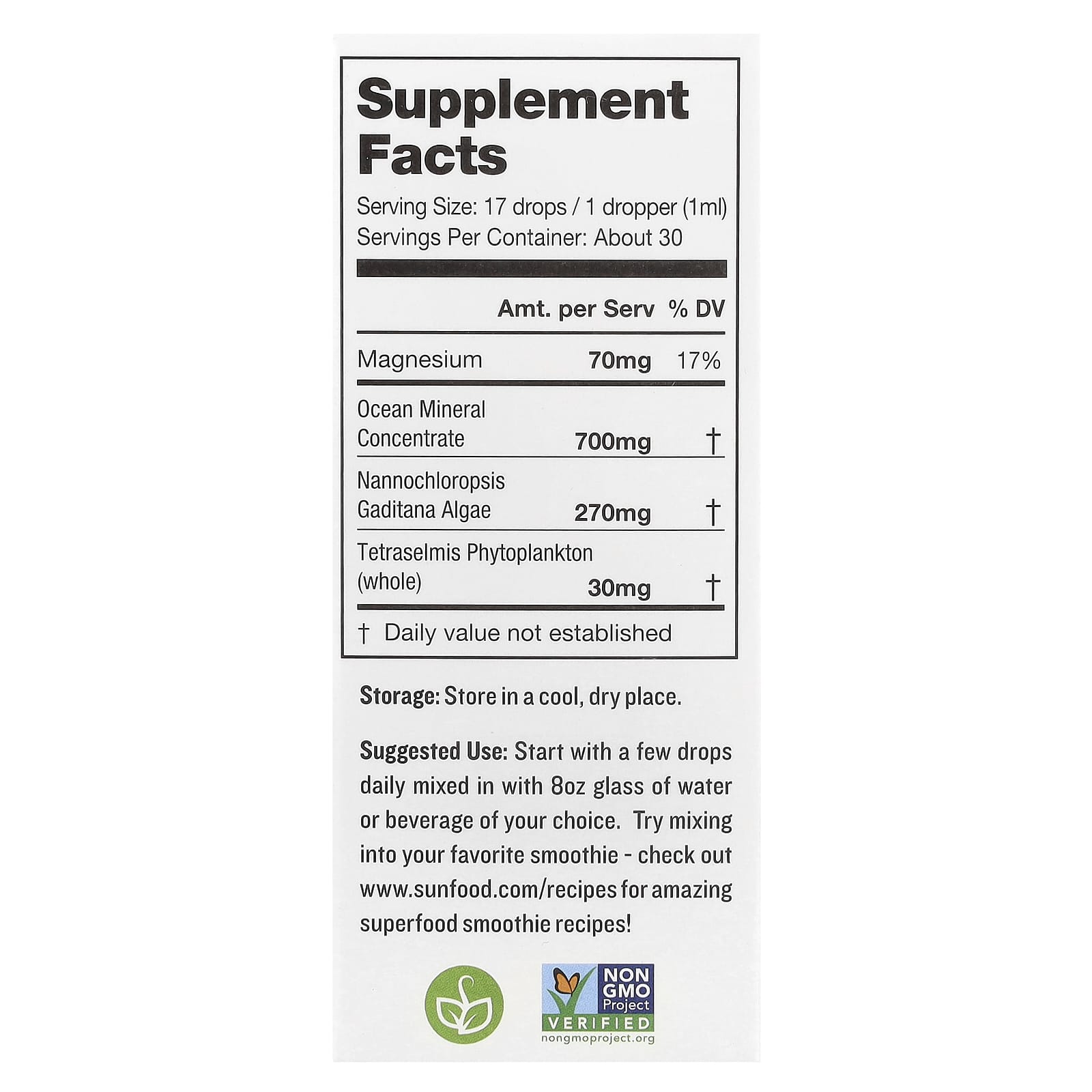 Sunfood, Essential Ocean Marine Phytoplankton, 1 fl oz (30 ml) - Image 2