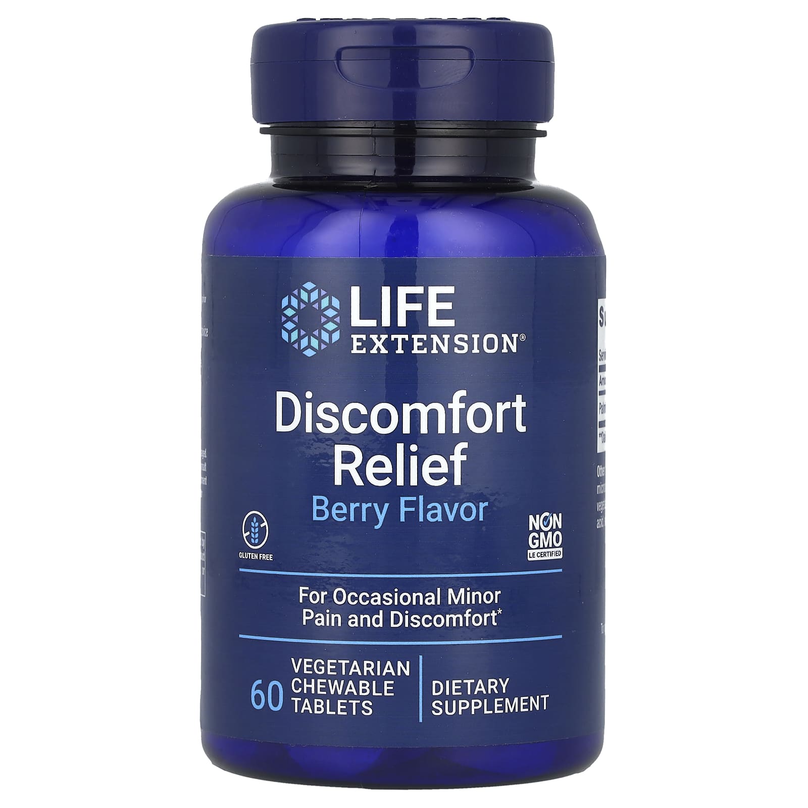 Life Extension, Discomfort Relief, Berry, 60 Vegetarian Chewable Tablets - Image 1