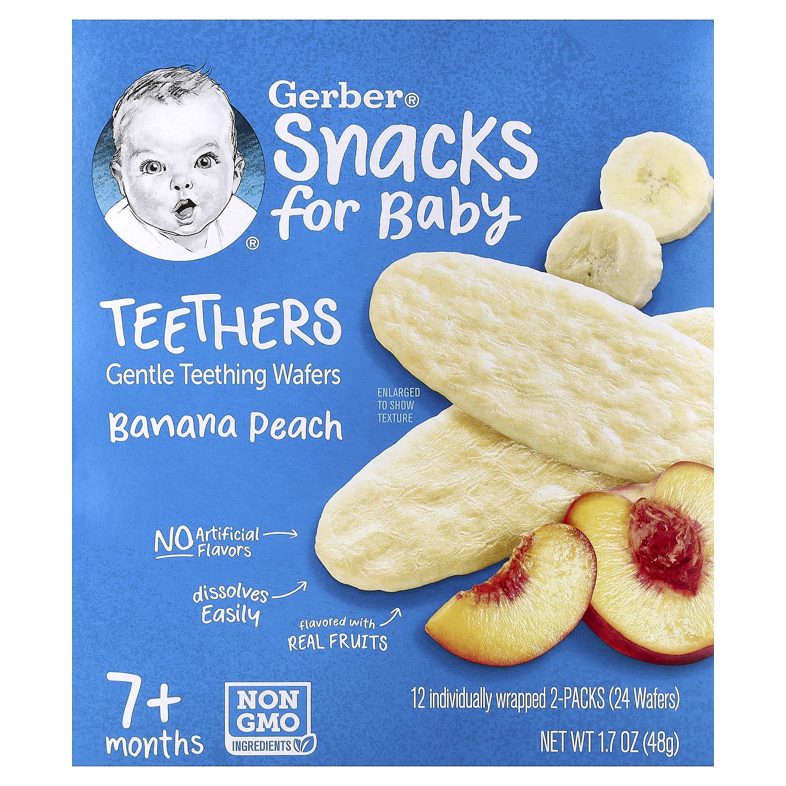 Gerber Baby Teethers, Banana Peach, Gentle Teething Wafers for 7+ Months - Image 1