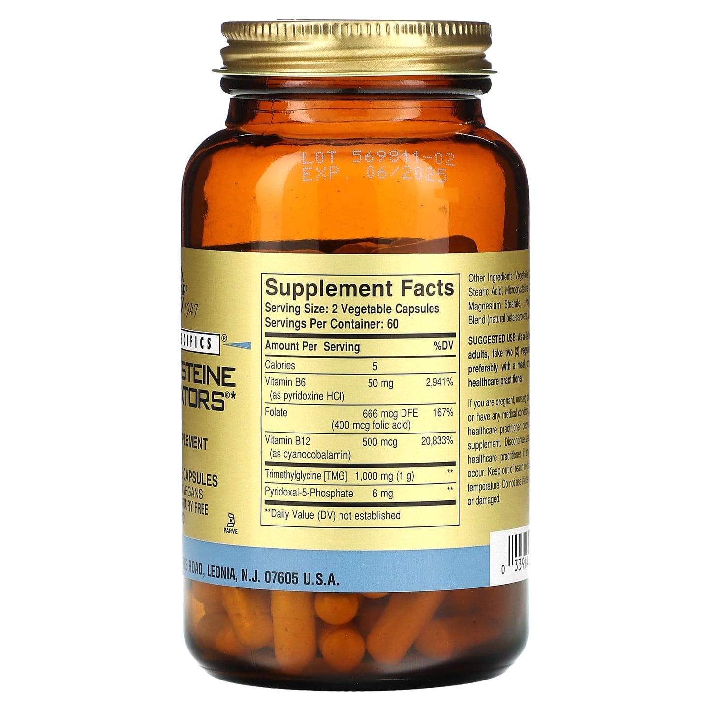 Solgar, Gold Specifics, Homocysteine Modulators, 120 Vegetable Capsules - Image 2