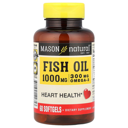 Mason Natural, Fish Oil, 1,000 mg, 60 Softgels - Image 1