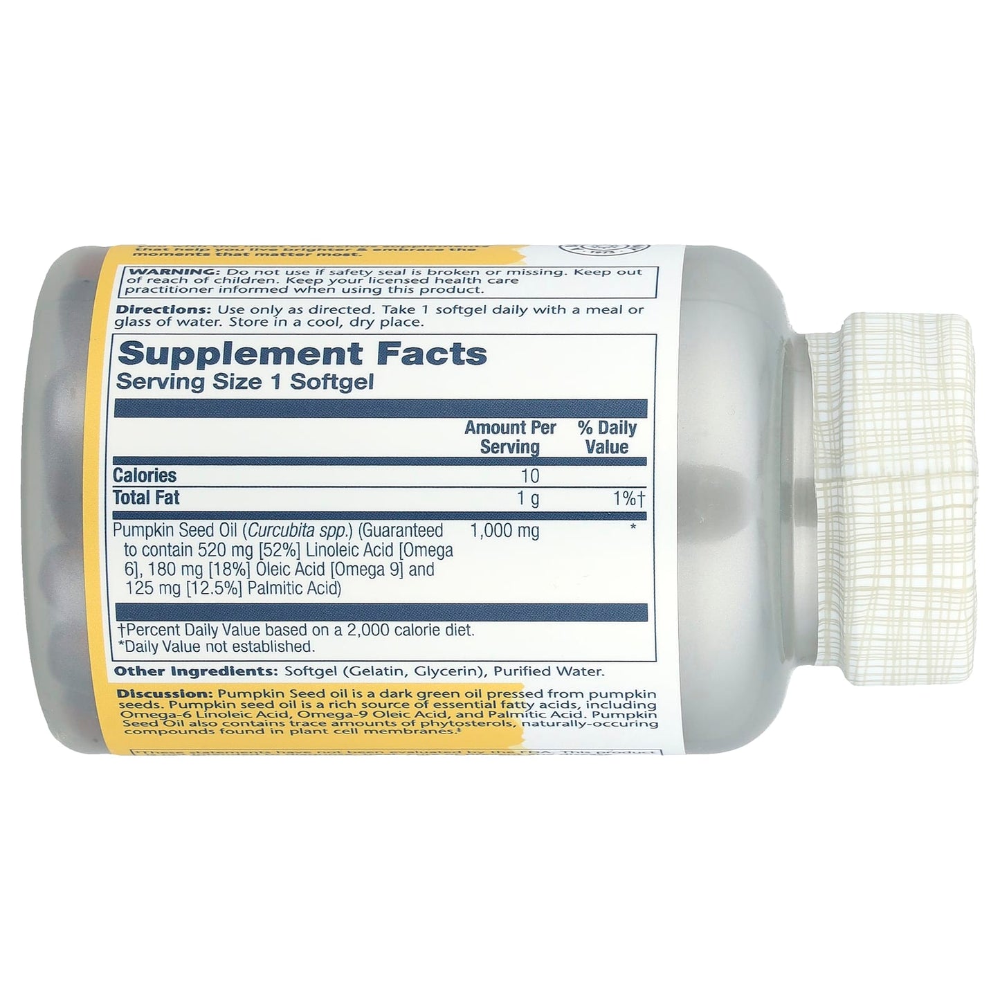 Solaray, Pumpkin Seed Oil, 1,000 mg, 90 Softgels - Image 2
