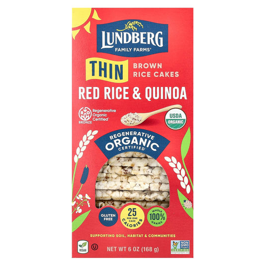 Lundberg, Organic Thin Brown Rice Cakes, Red Rice & Quinoa, 6 oz (168 g) - Image 1