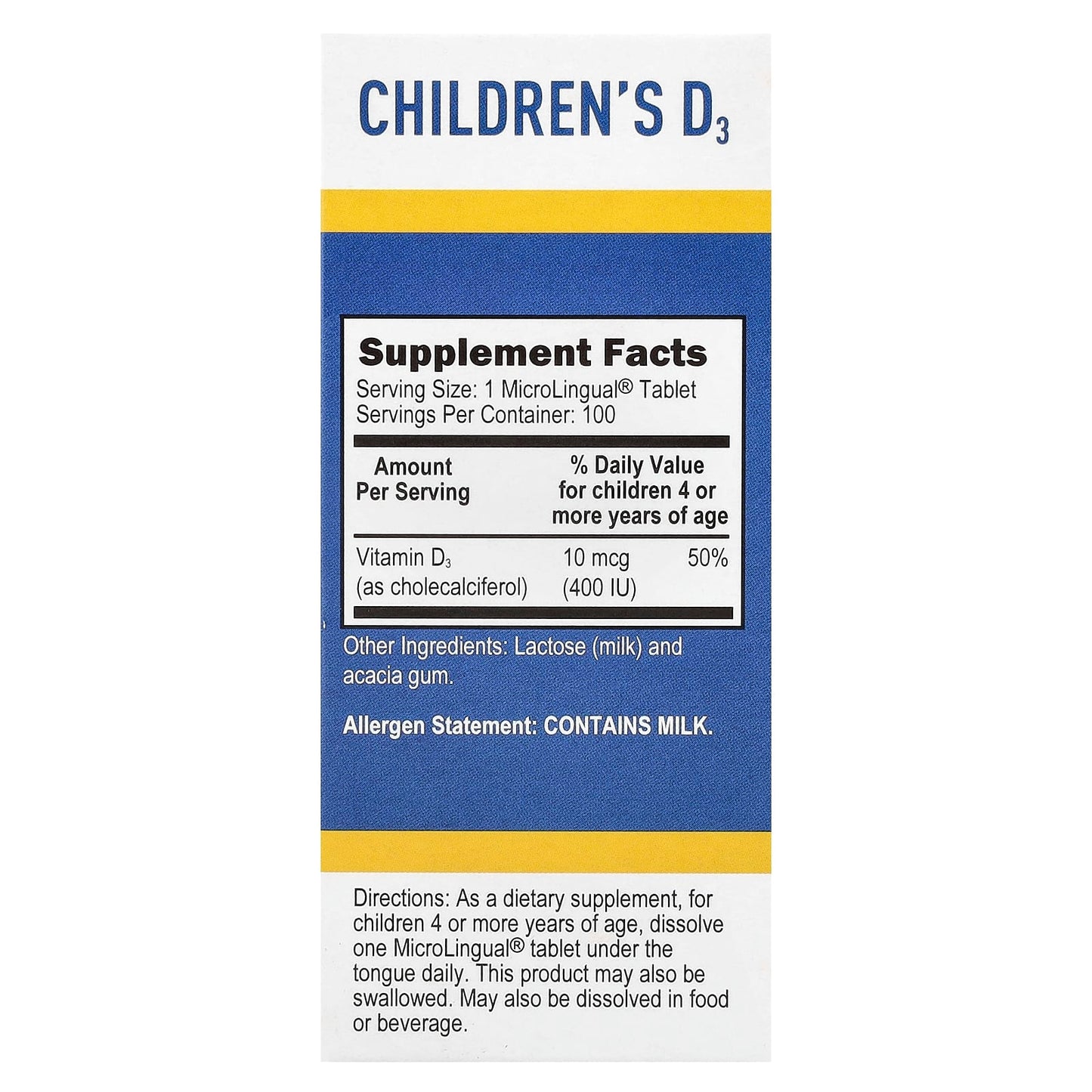 Superior Source, Children's D3, 10 mcg (400 IU), 100 MicroLingual® Instant Dissolve Tablets - Image 2