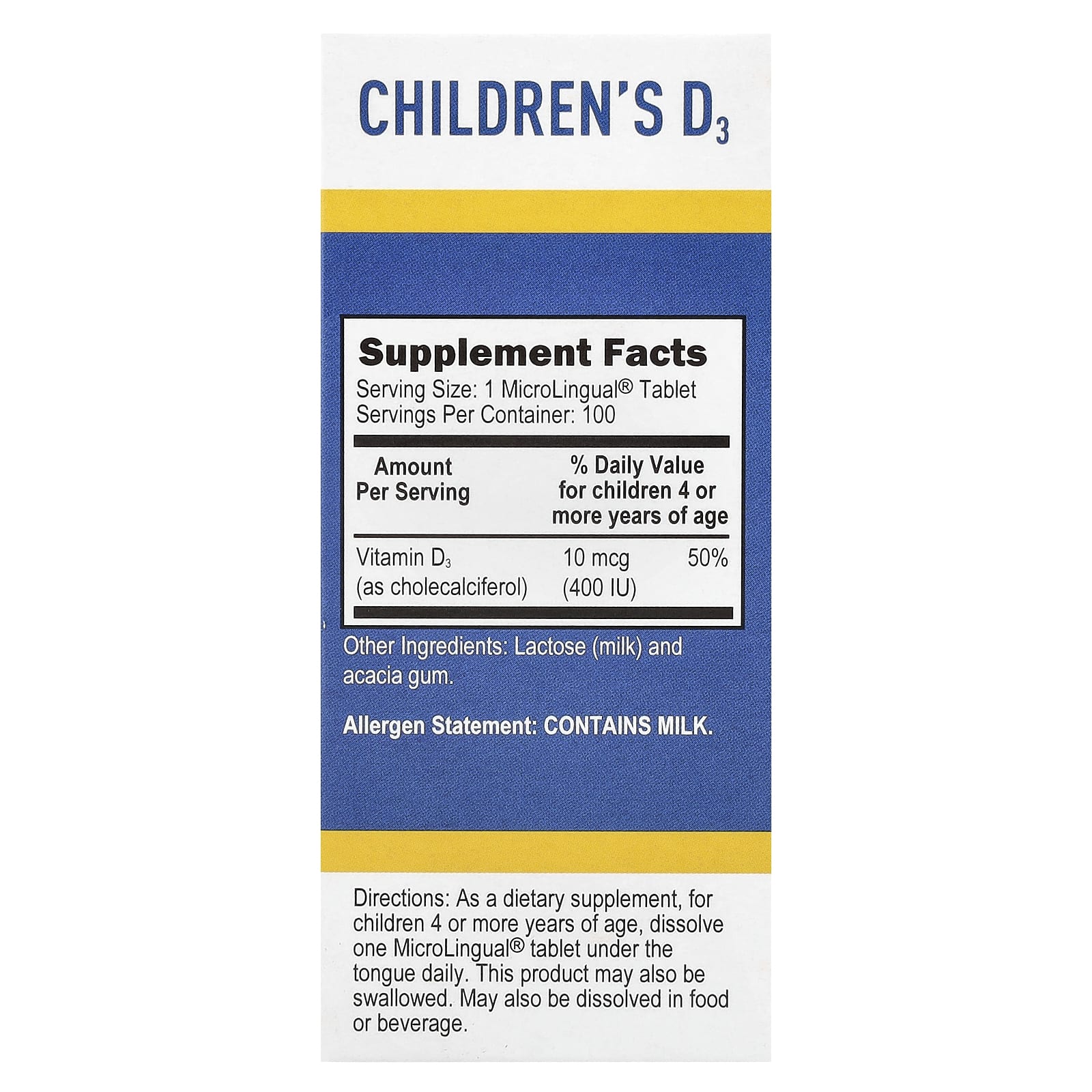 Superior Source, Children's D3, 10 mcg (400 IU), 100 MicroLingual® Instant Dissolve Tablets