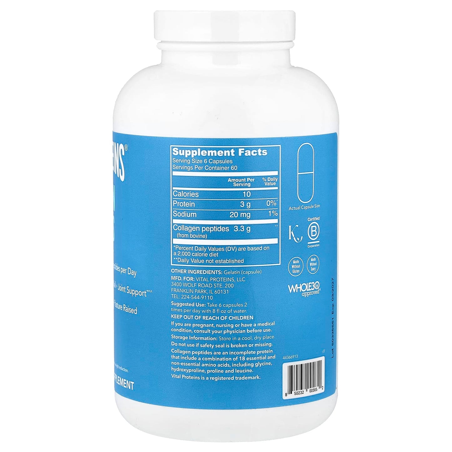 Vital Proteins, Collagen Peptides, 360 Capsules (550 mg per Capsule) - Image 2