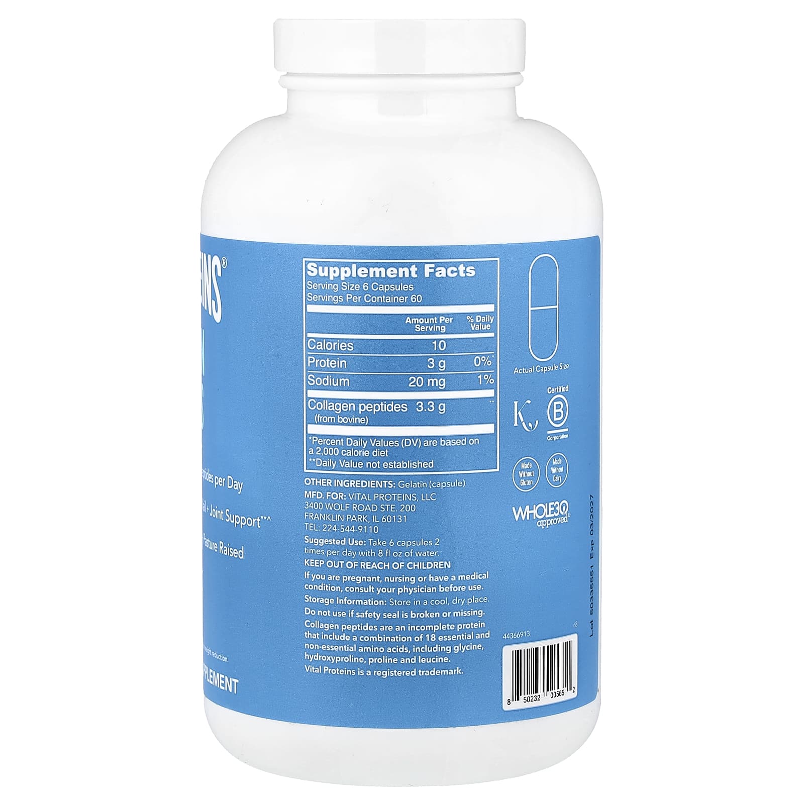 Vital Proteins, Collagen Peptides, 360 Capsules (550 mg per Capsule) - Image 2