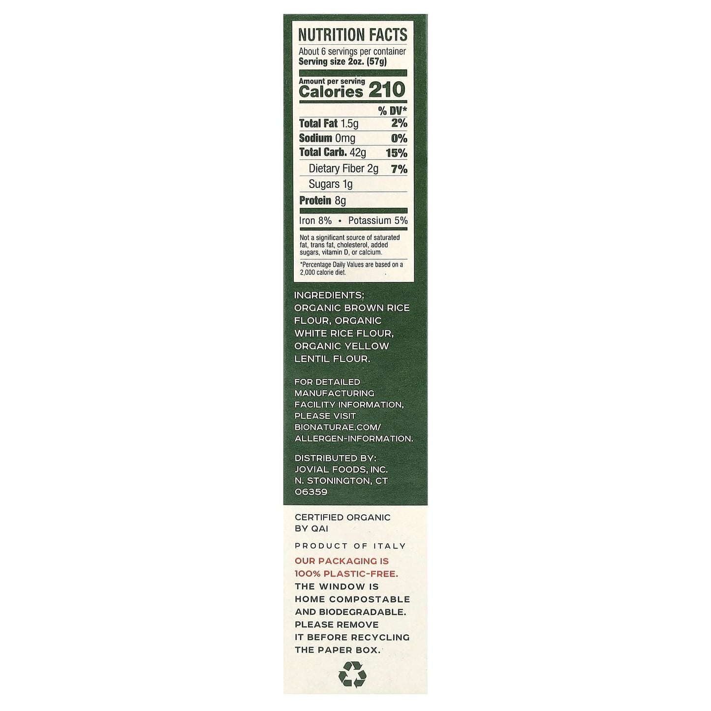 Gluten-Free Rice & Lentil Pasta Elbows by Bionaturae, 12 oz (340g) - Image 2