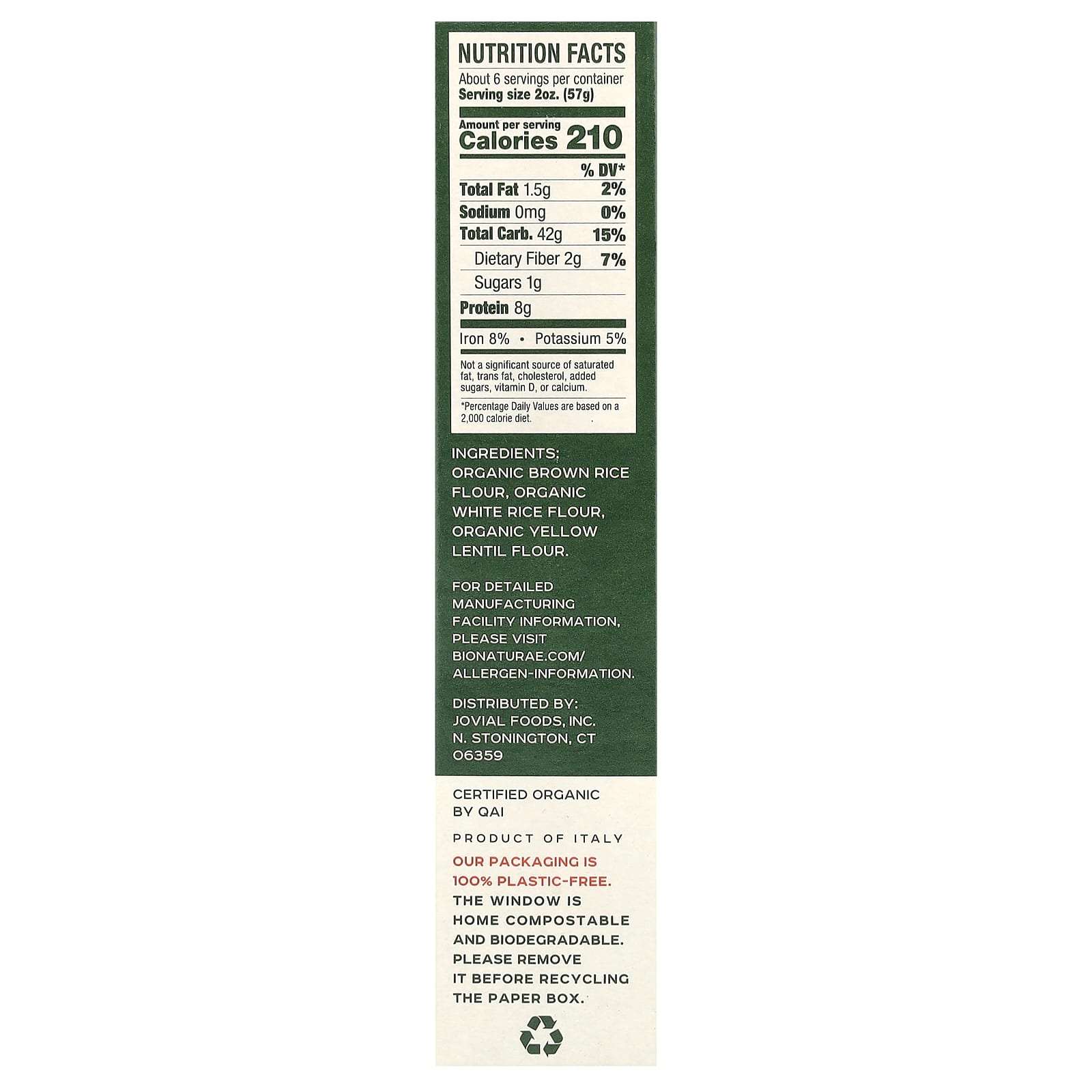 Gluten-Free Rice & Lentil Pasta Elbows by Bionaturae, 12 oz (340g) - Image 2