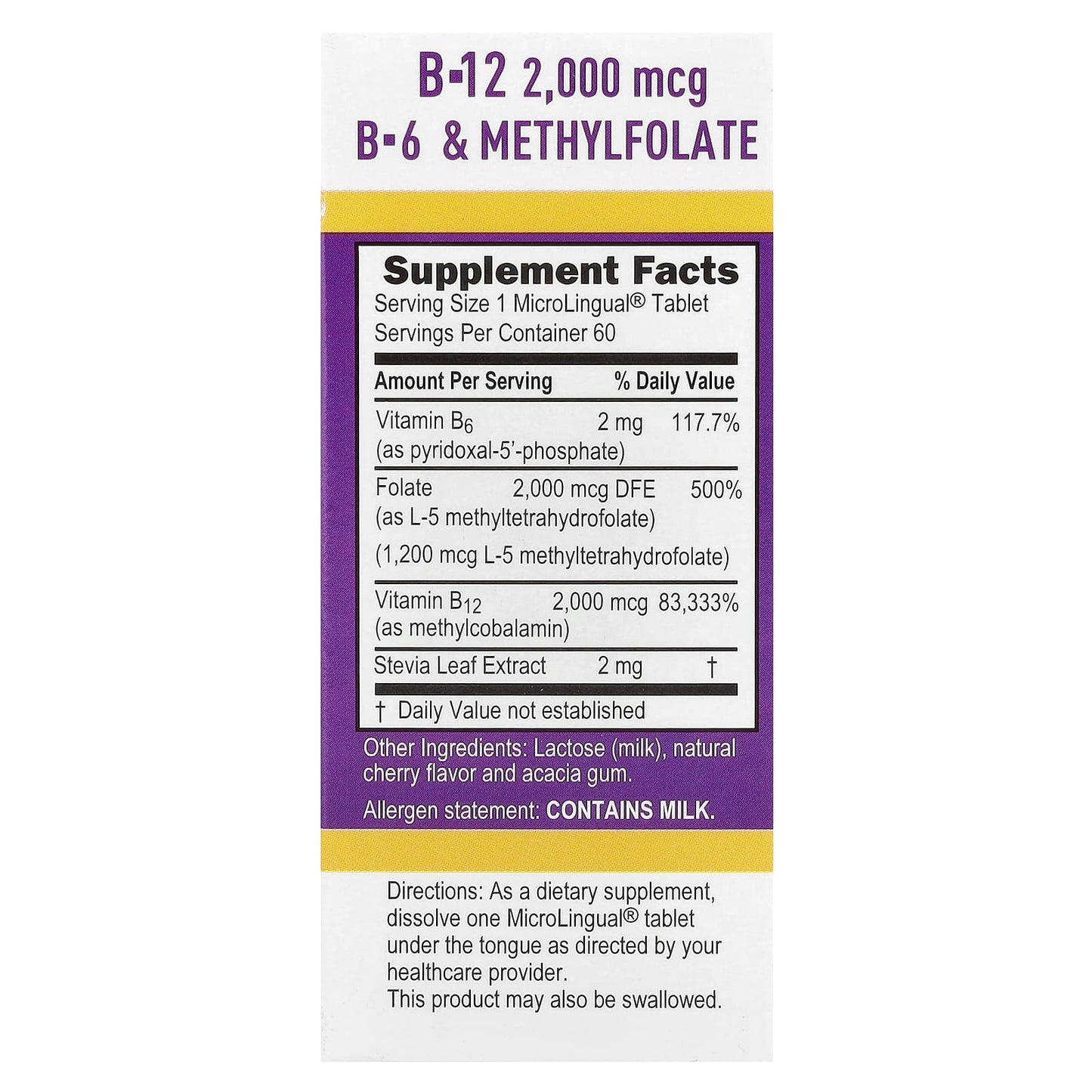 Superior Source, Activated B-12, Methylcobalamin, B-6 (P-5-P) & Methylfolate, 60 MicroLingual® Instant Dissolve Tablets - Image 2