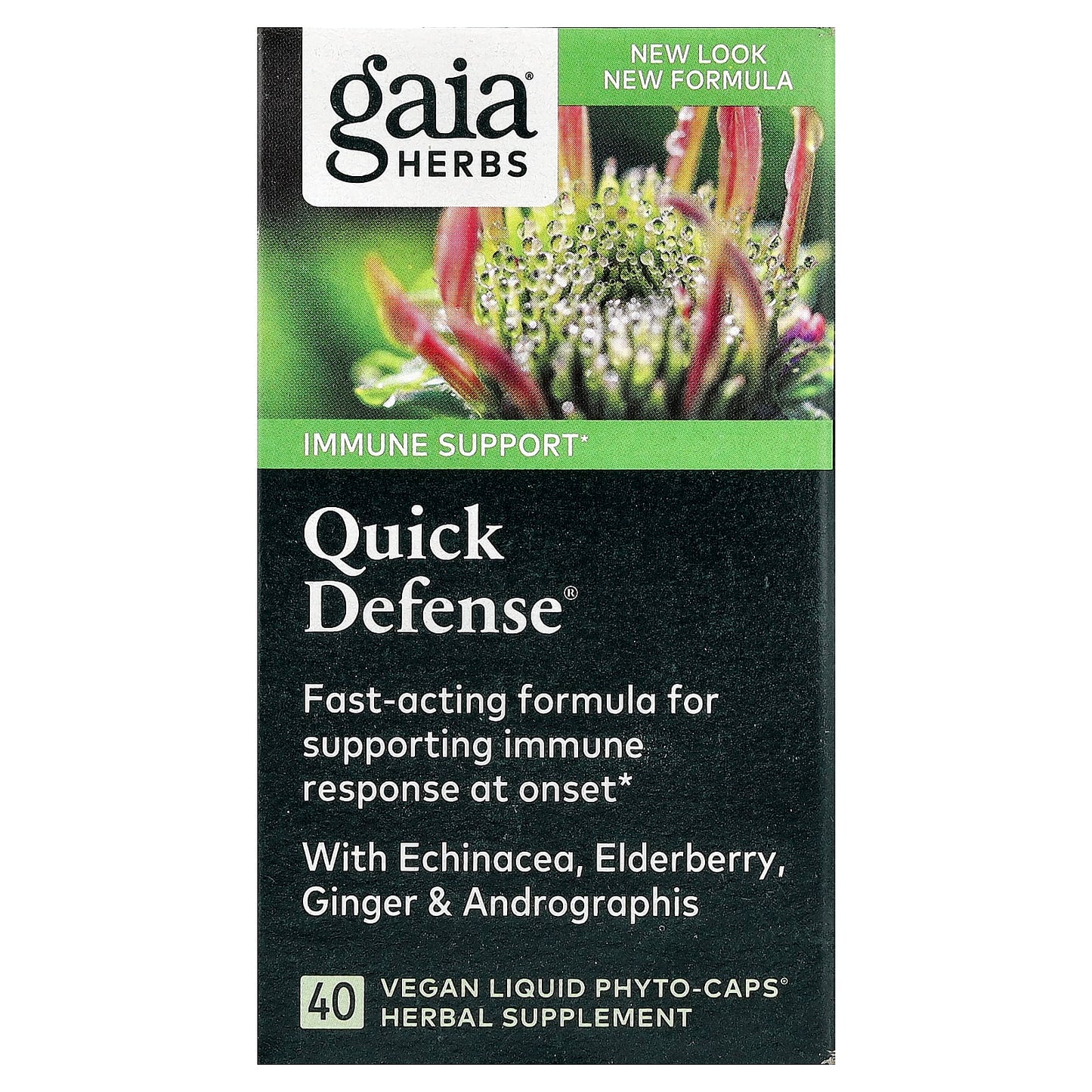 Gaia Herbs Quick Defense Immune Support 40 Vegan Liquid Phyto-Caps - Image 1