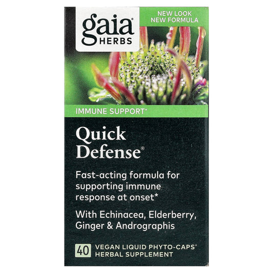 Gaia Herbs Quick Defense Immune Support 40 Vegan Liquid Phyto-Caps - Image 1