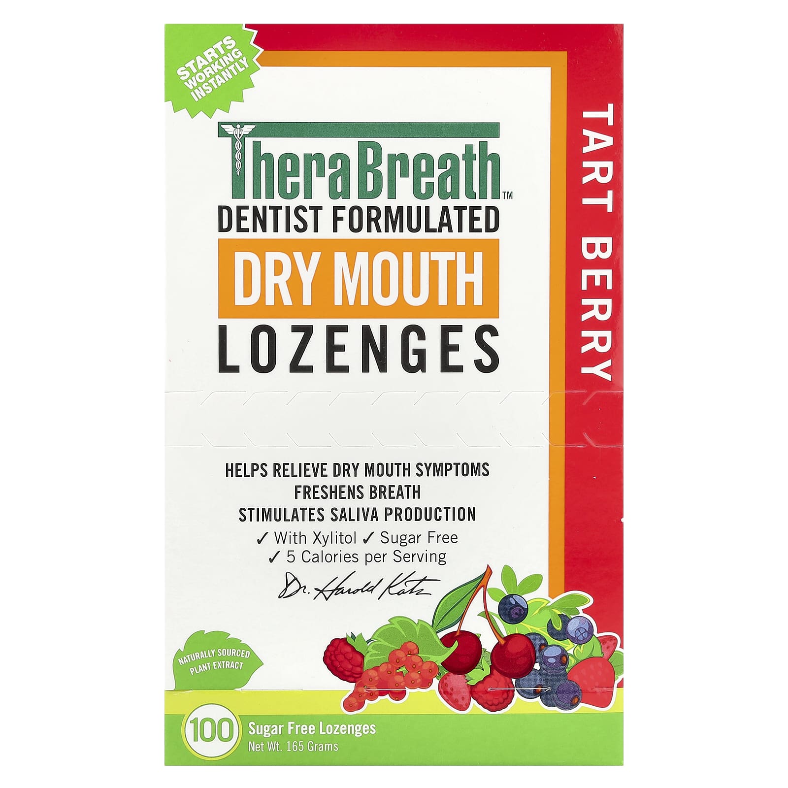 TheraBreath, Dry Mouth Lozenges, Tart Berry, 100 Sugar Free Lozenges - Image 1