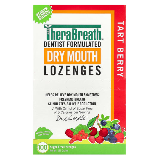 TheraBreath, Dry Mouth Lozenges, Tart Berry, 100 Sugar Free Lozenges - Image 1