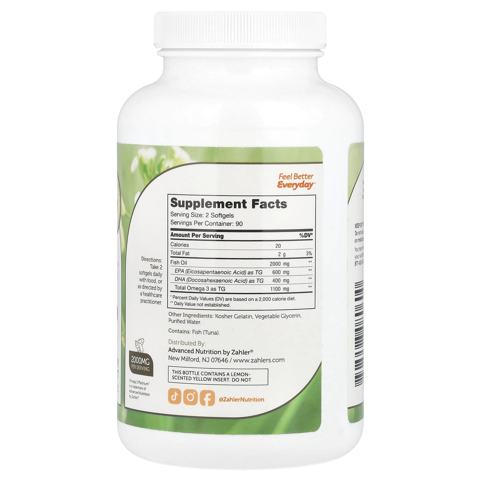 Zahler, Omega 3 Platinum™, Advanced Omega 3 Fish Oil, 2,000 mg, 180 Softgels (1,000 mg per Softgel) - Image 2