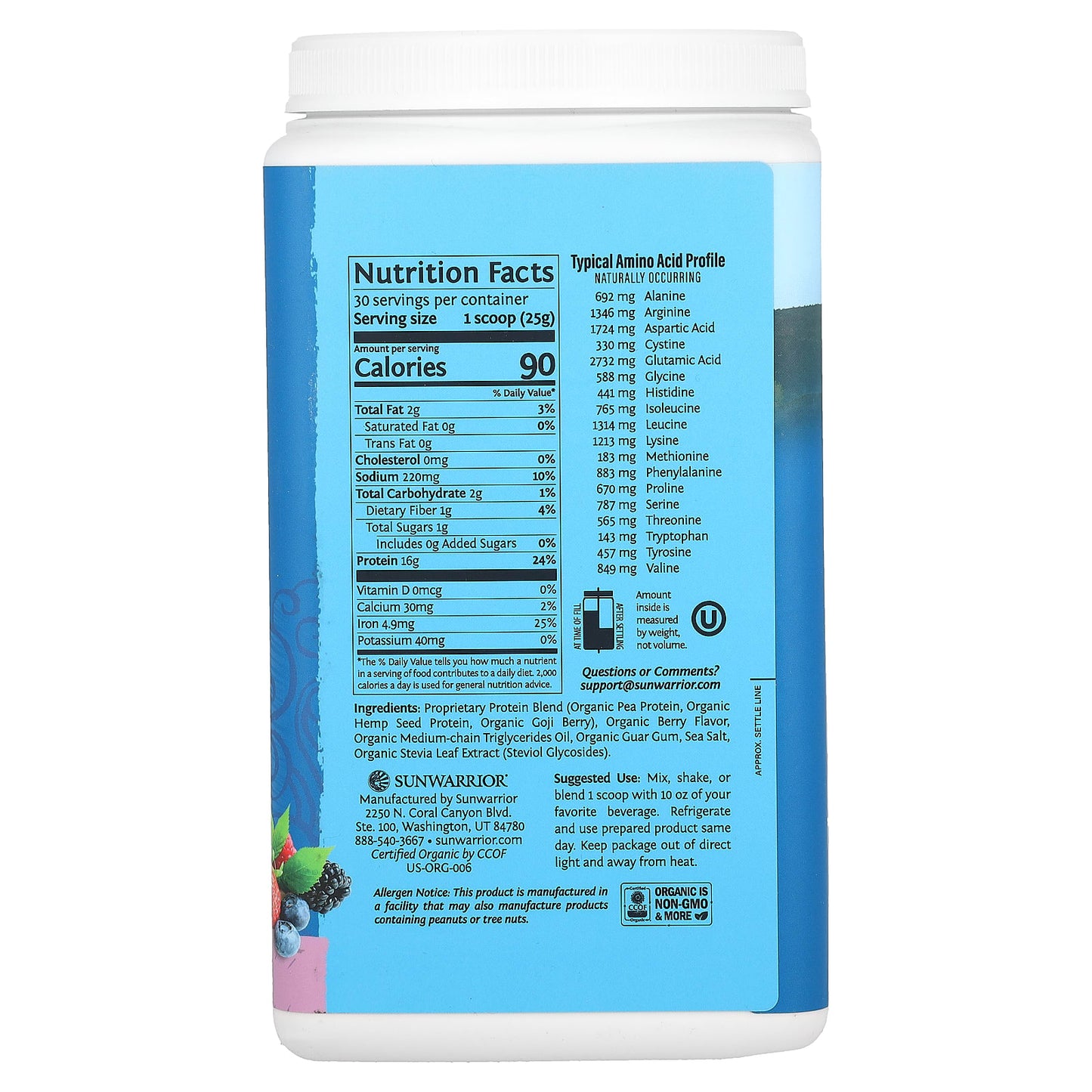 Sunwarrior, Warrior Blend, Protein, Berry, 1.65 lb (750 g) - Image 2