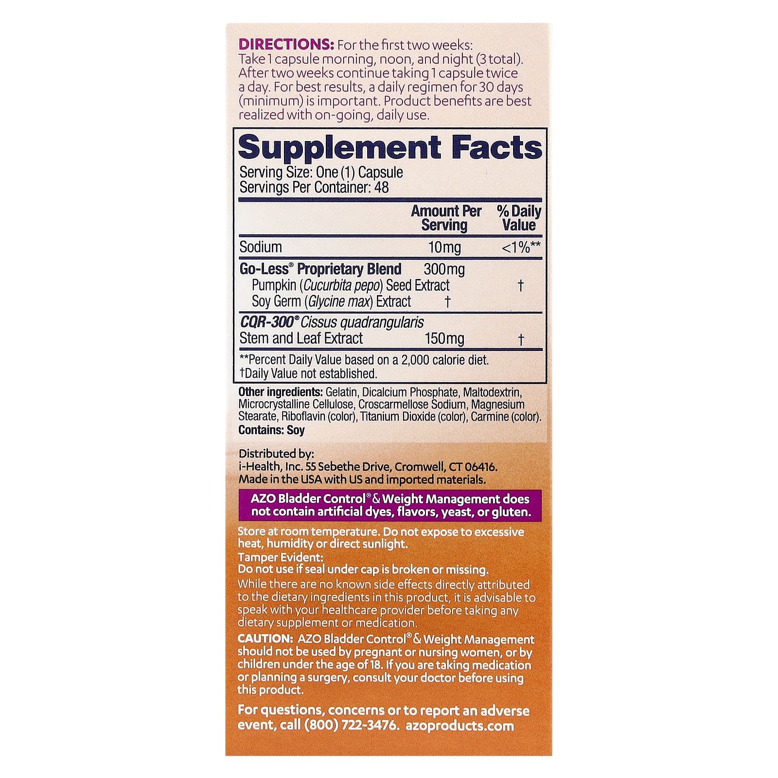 AZO, Bladder Control® with Go-Less® & Weight Management, 48 Capsules