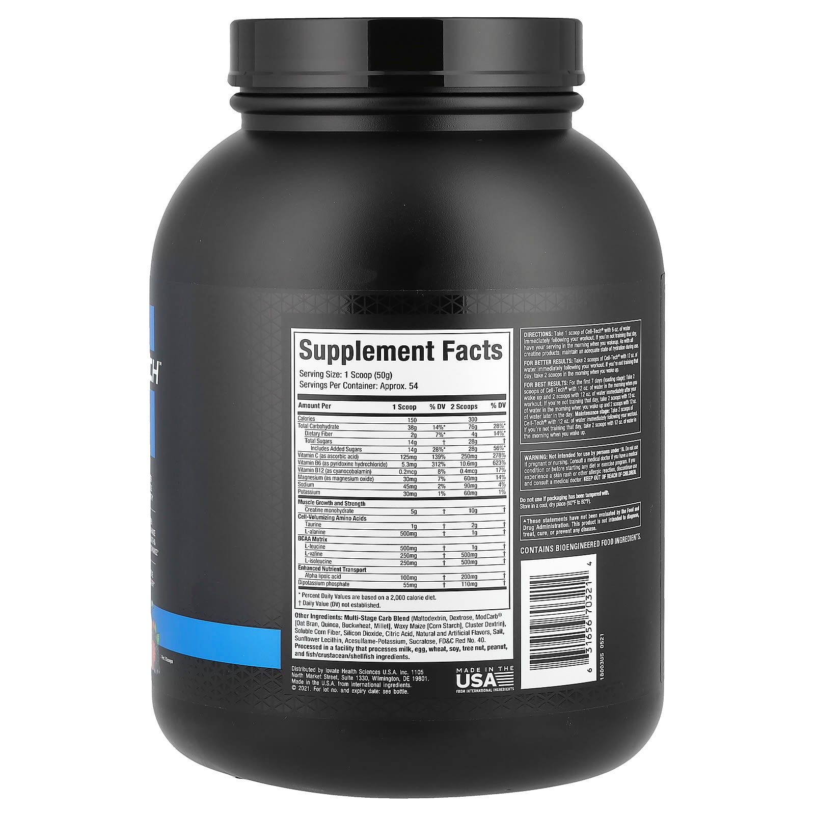 MuscleTech, Cell-Tech™ Creatine, Fruit Punch, 6 lbs (2.72 kg) - Image 2