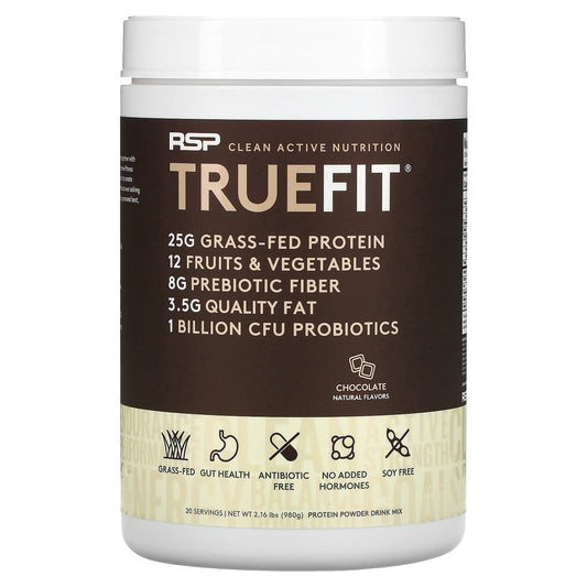 RSP Nutrition, TrueFit, Grass-Fed Protein Shake with Fruits & Vegetbles, Chocolate, 2.16 lbs (980 g) - Image 1