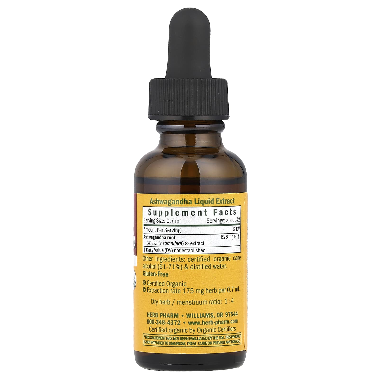 Organic Ashwagandha Liquid Extract by Herb Pharm - 1 fl oz (30 ml) - Image 2