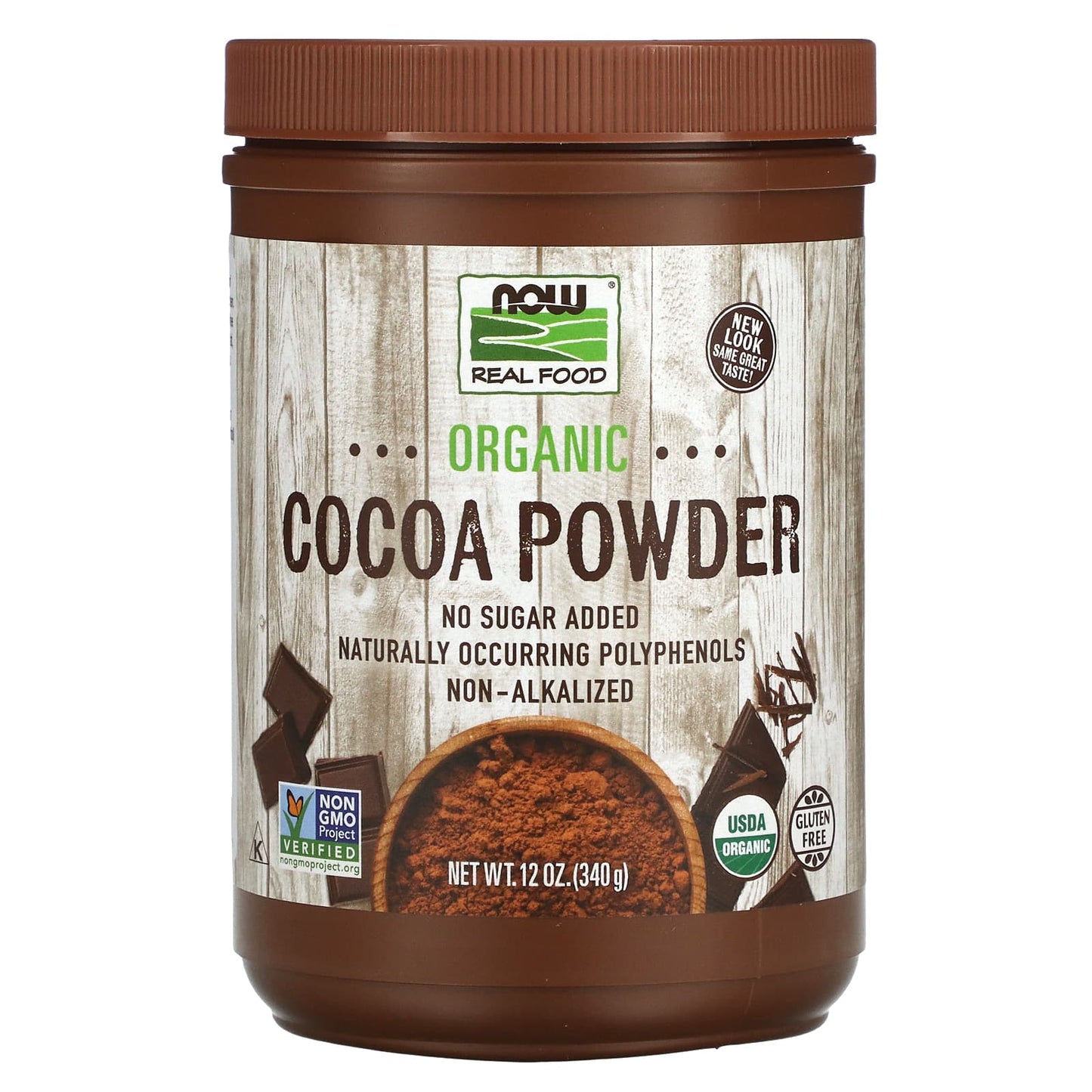 NOW Foods, Real Food, Organic Cocoa Powder, 12 oz (340 g) - Image 1