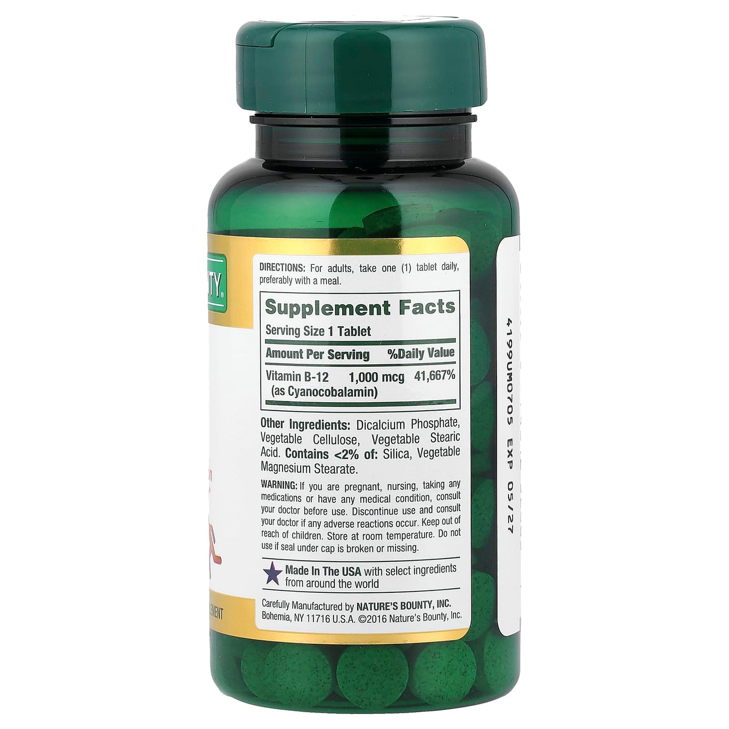 Nature's Bounty, B-12, 1,000 mcg, 200 Coated Tablets - Image 2