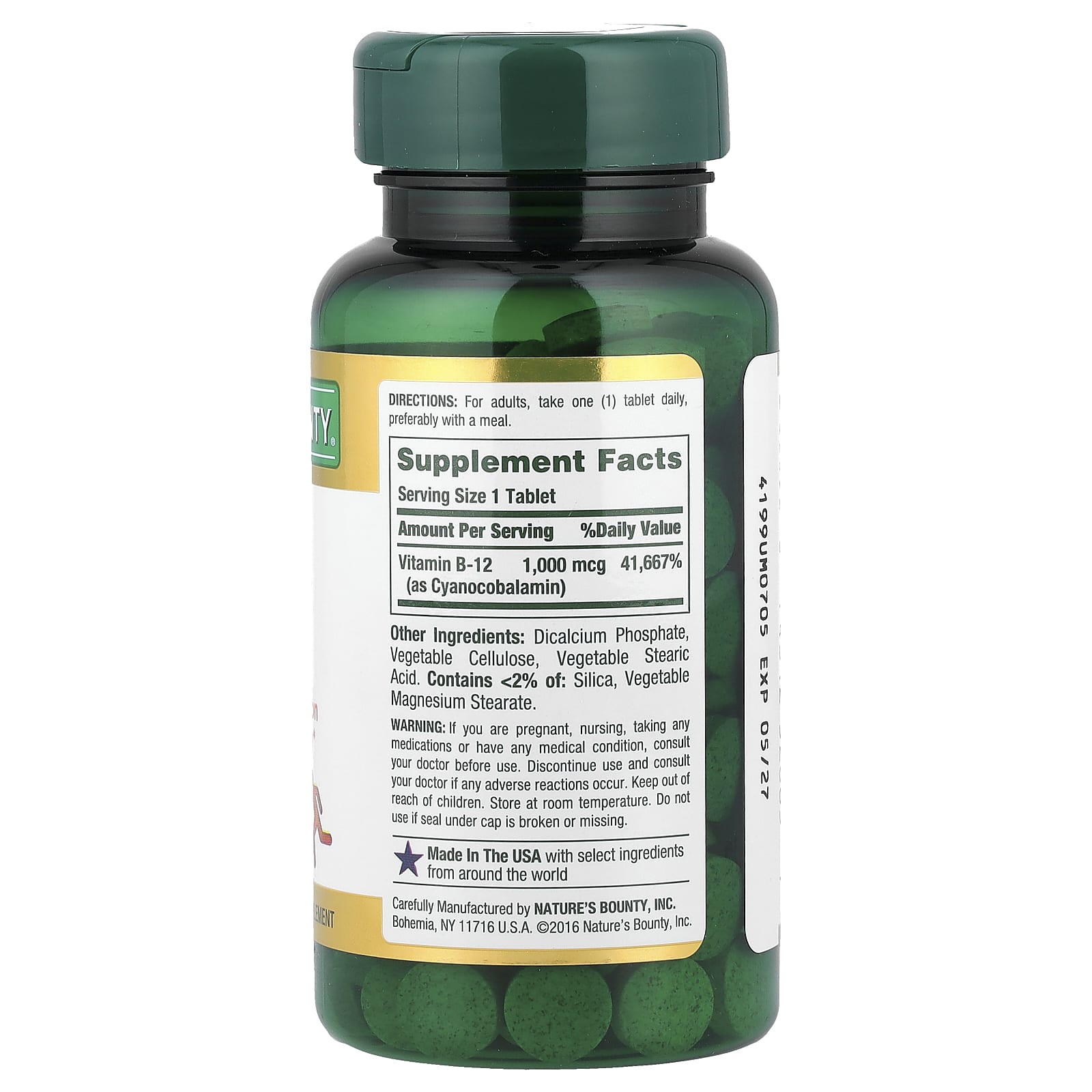 Nature's Bounty, B-12, 1,000 mcg, 200 Coated Tablets - Image 2