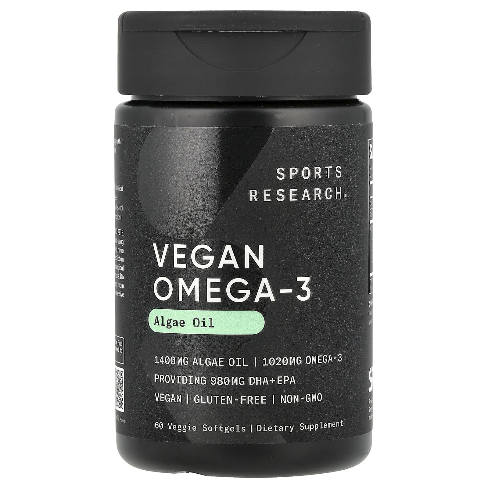 Sports Research, Vegan Omega-3, 60 Veggie Softgels - Image 1