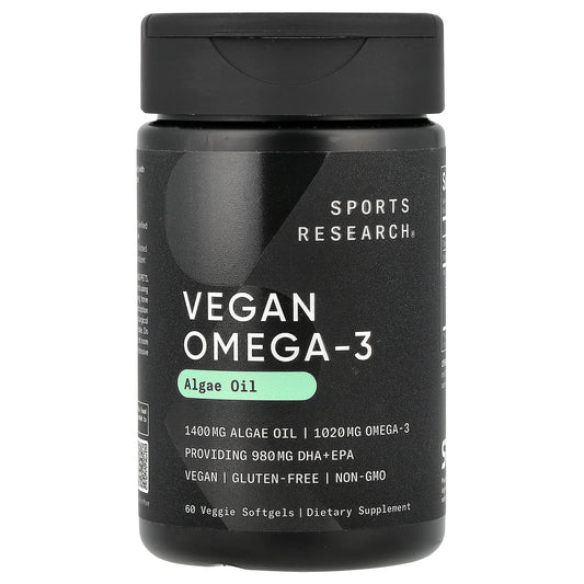 Sports Research, Vegan Omega-3, 60 Veggie Softgels - Image 1