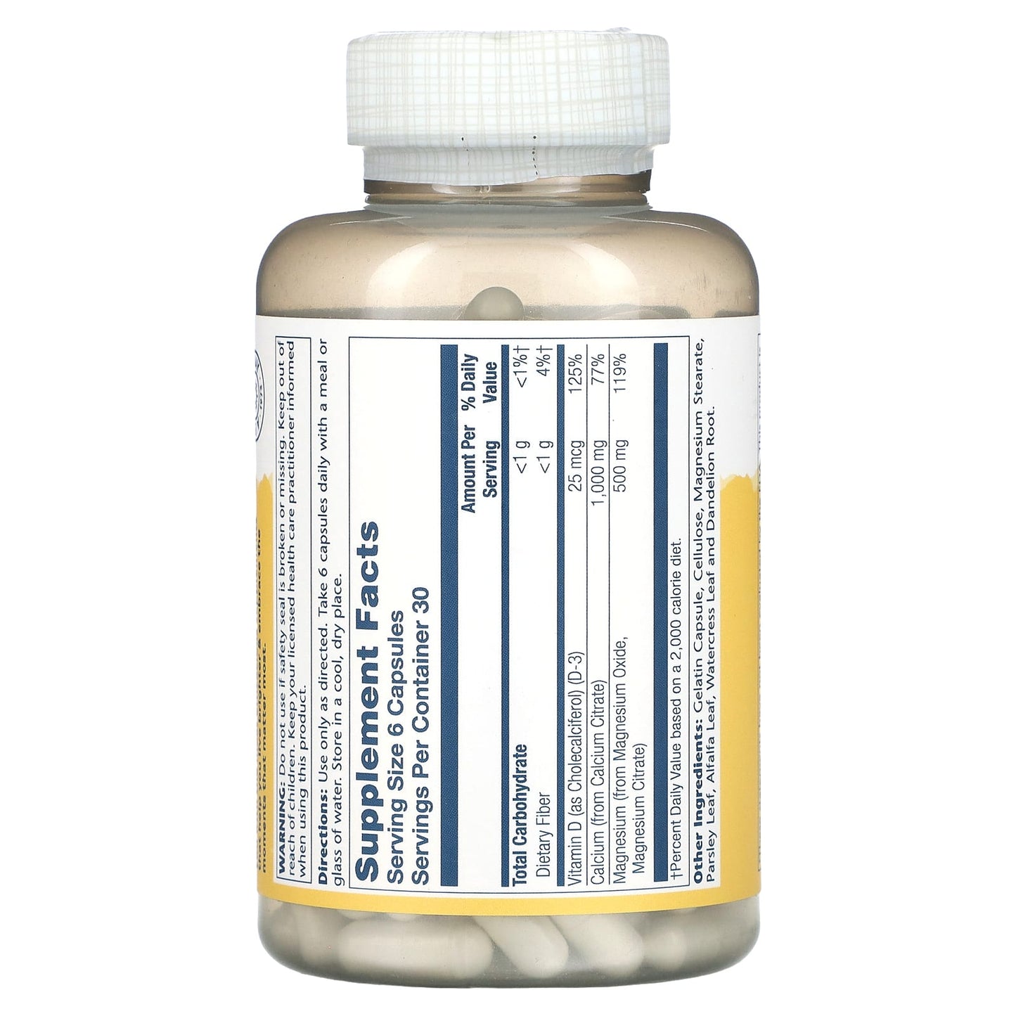 Solaray, Cal-Mag Citrate with Vitamin D-3, 2:1 Ratio , 180 Capsules - Image 2