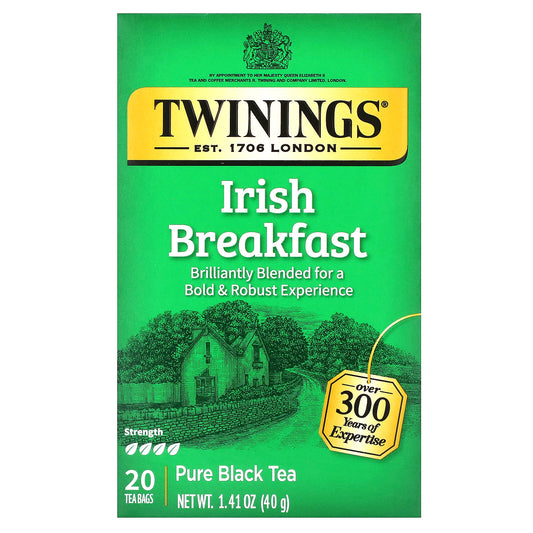 Twinings, Pure Black Tea, Irish Breakfast, 20 Tea Bags, 1.41 oz (40 g) - Image 1