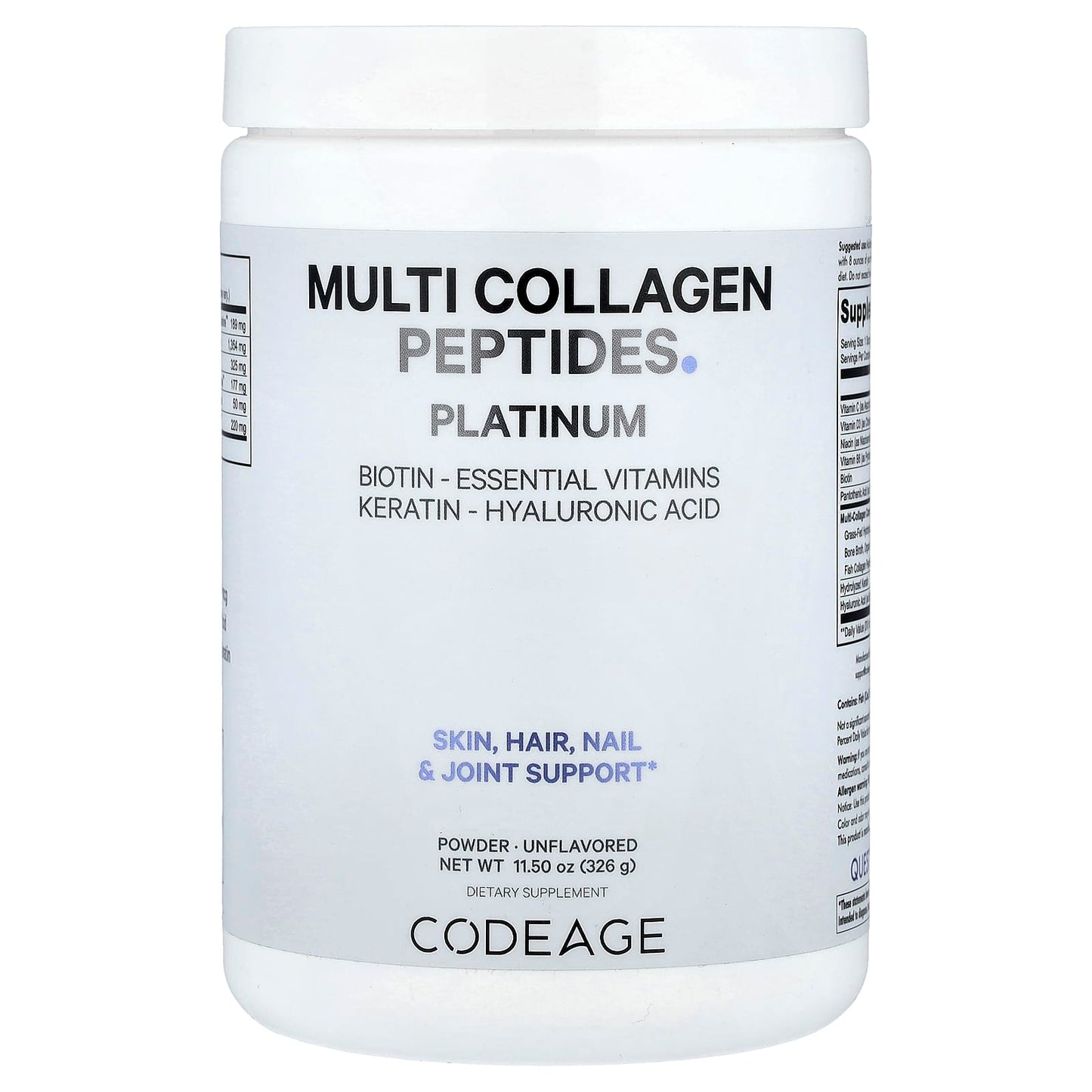 Codeage Multi Collagen Peptides Powder, Platinum, Unflavored, 11.5 oz - Image 1