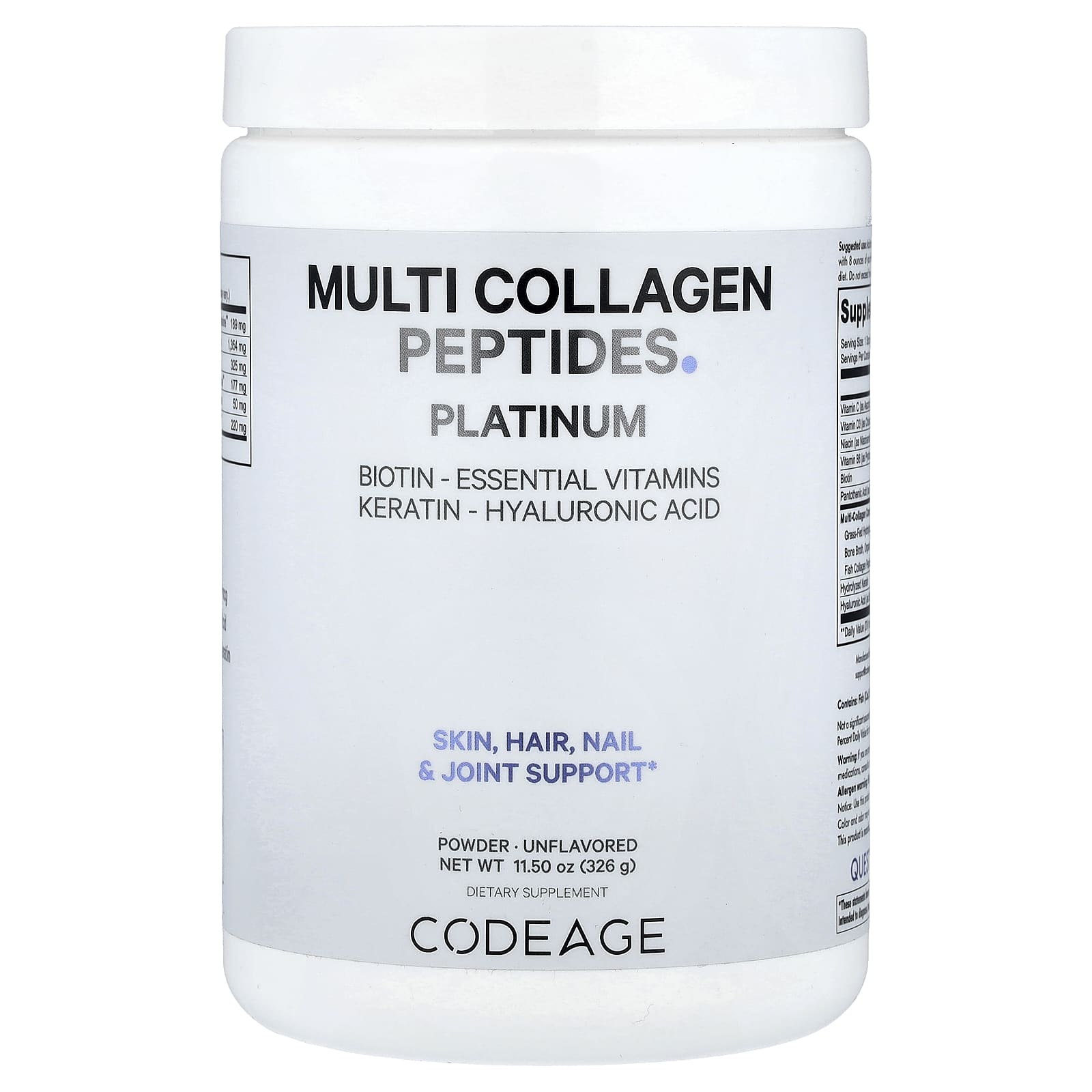 Codeage Multi Collagen Peptides Powder, Platinum, Unflavored, 11.5 oz - Image 1