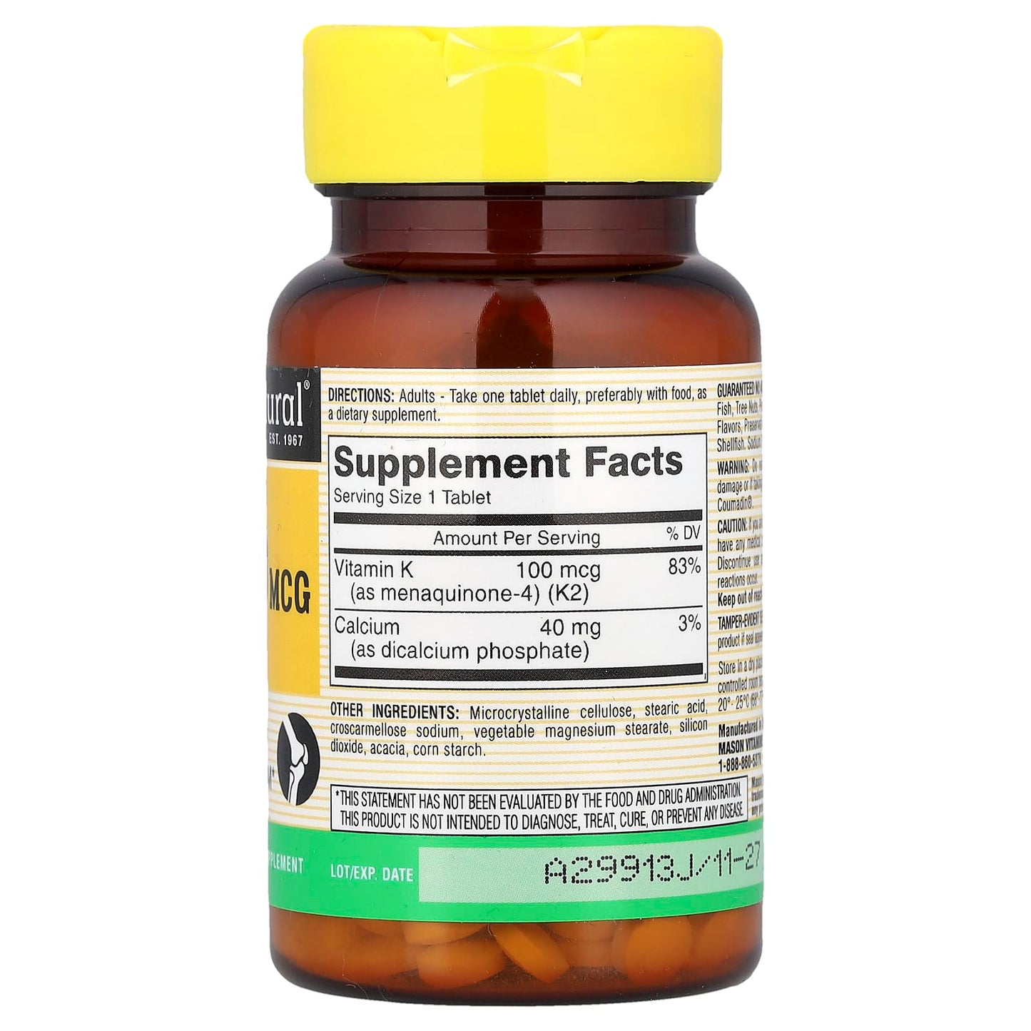 Mason Natural, Vitamin K2, 100 Tablets - Image 2