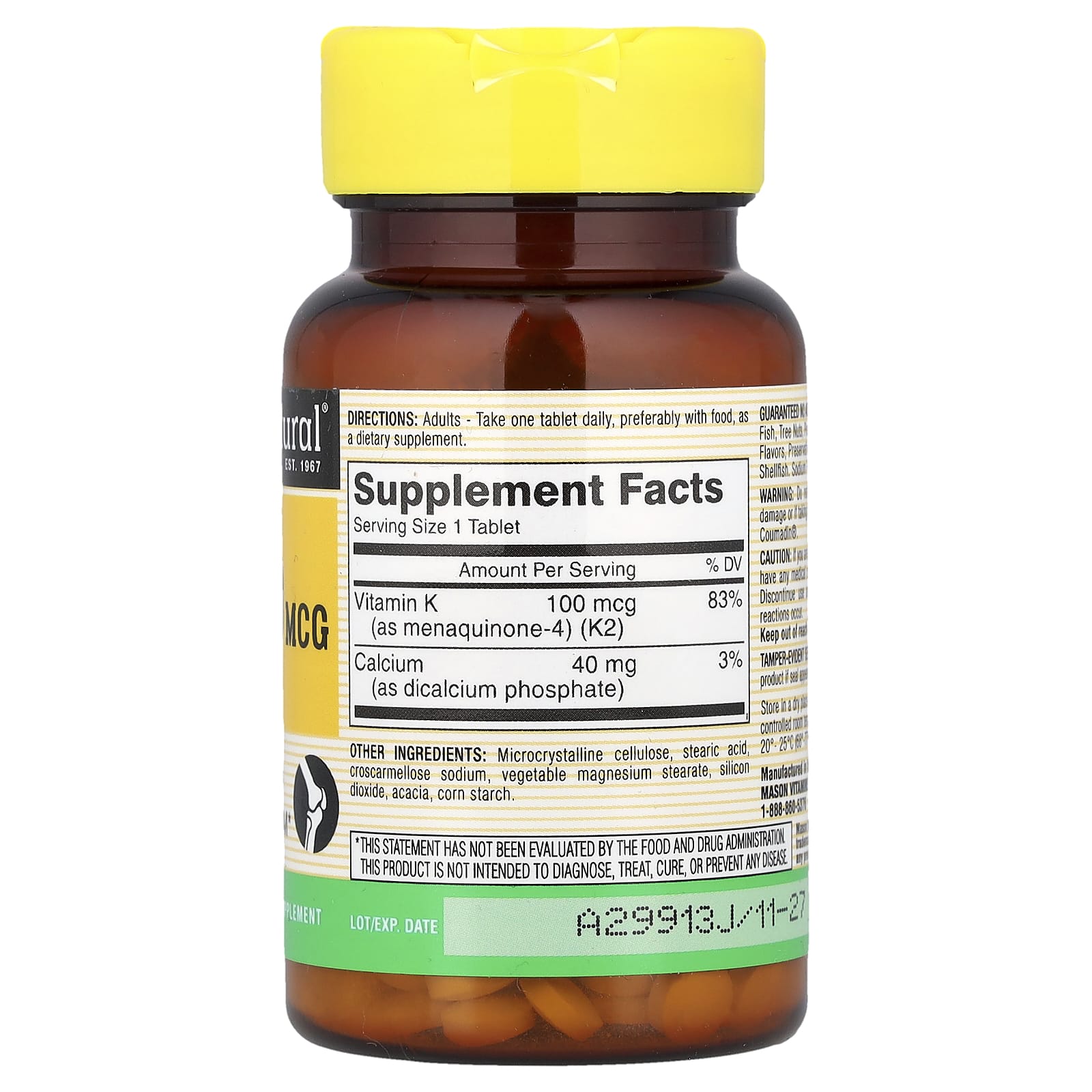 Mason Natural, Vitamin K2, 100 Tablets - Image 2