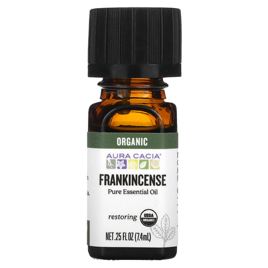 Frankincense Essential Oil, USDA Organic, Aura Cacia, 0.25 fl oz - Image 1