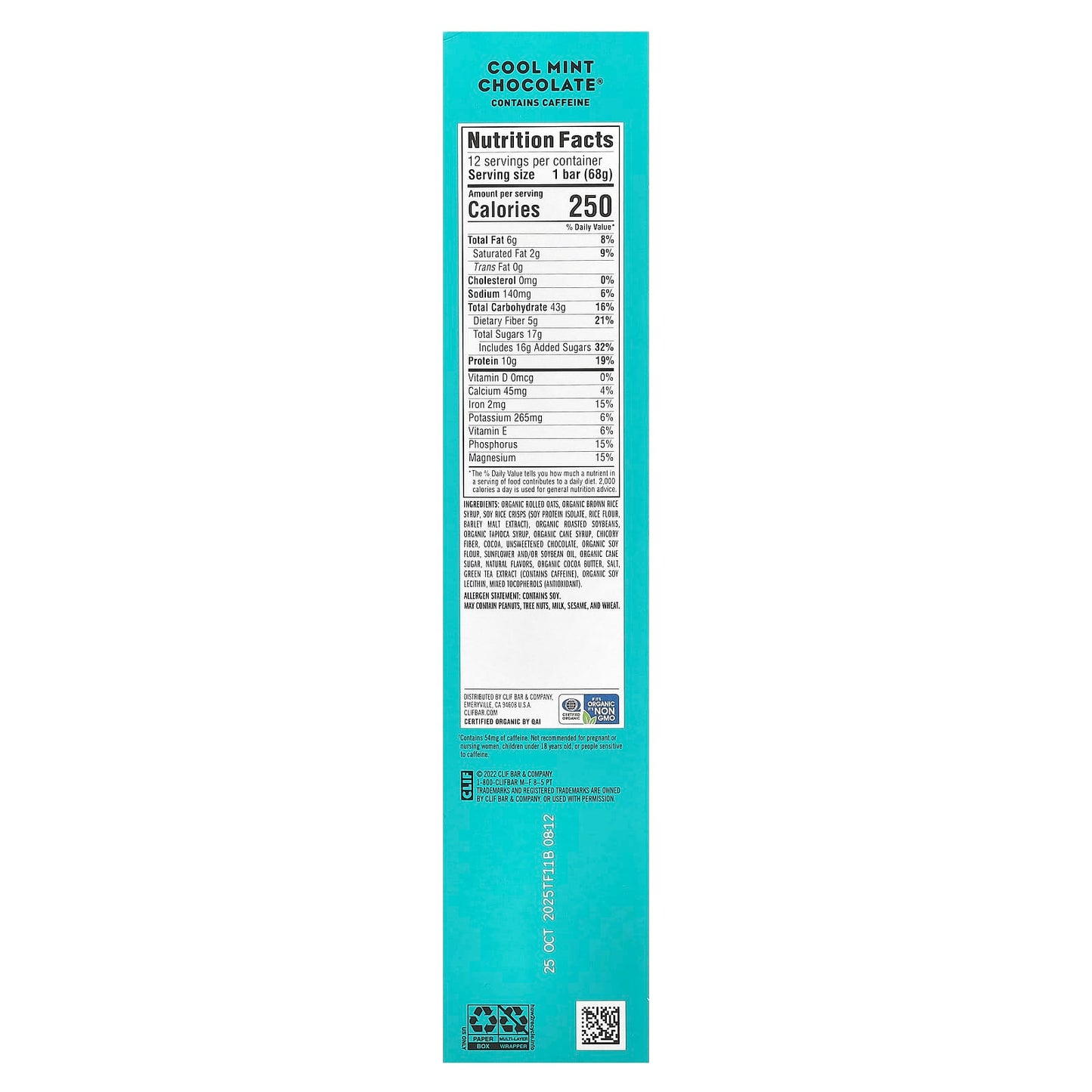 Cool Mint Chocolate Clif Bars - 12 Pack Energy Bars - Image 2