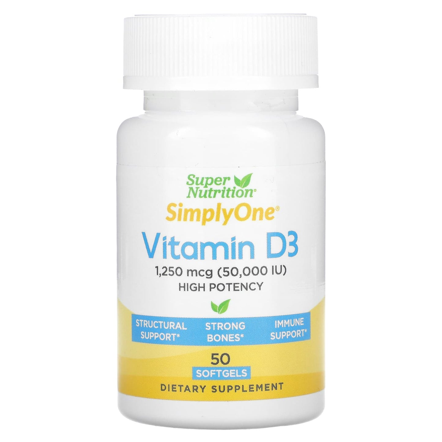High Potency Vitamin D3, 50,000 IU, 50 Softgels for Strong Bones - Image 1
