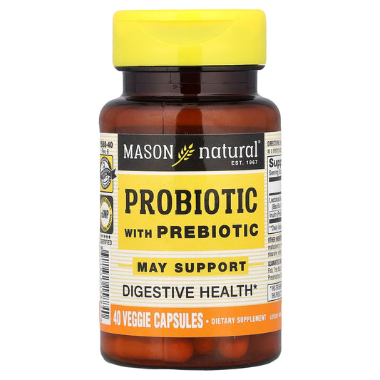 Mason Natural, Probiotic with Prebiotic, 40 Veggie Capsules - Image 1