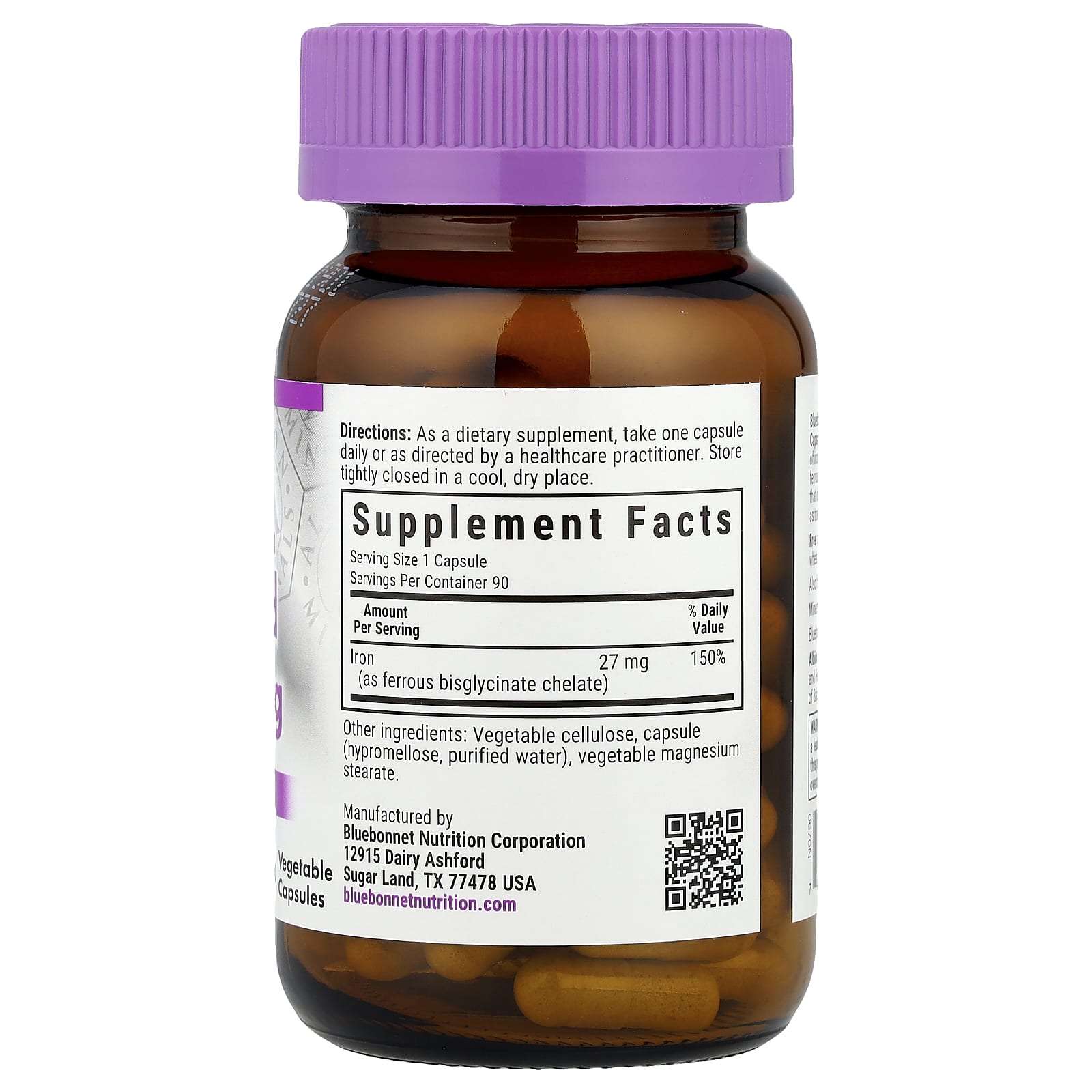 Bluebonnet Chelated Iron 27mg, Extra-Strength, Non-GMO Capsules - Image 2