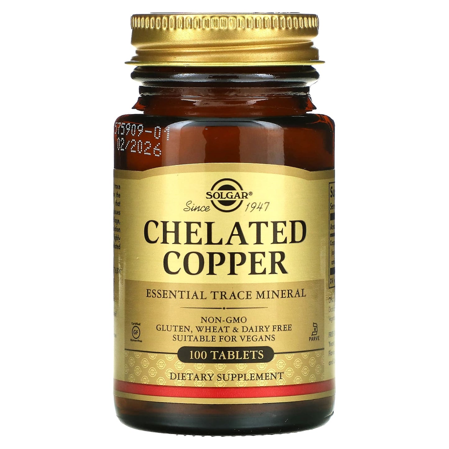 Solgar, Chelated Copper, 100 Tablets (2.5 mg per Tablet) - Image 1