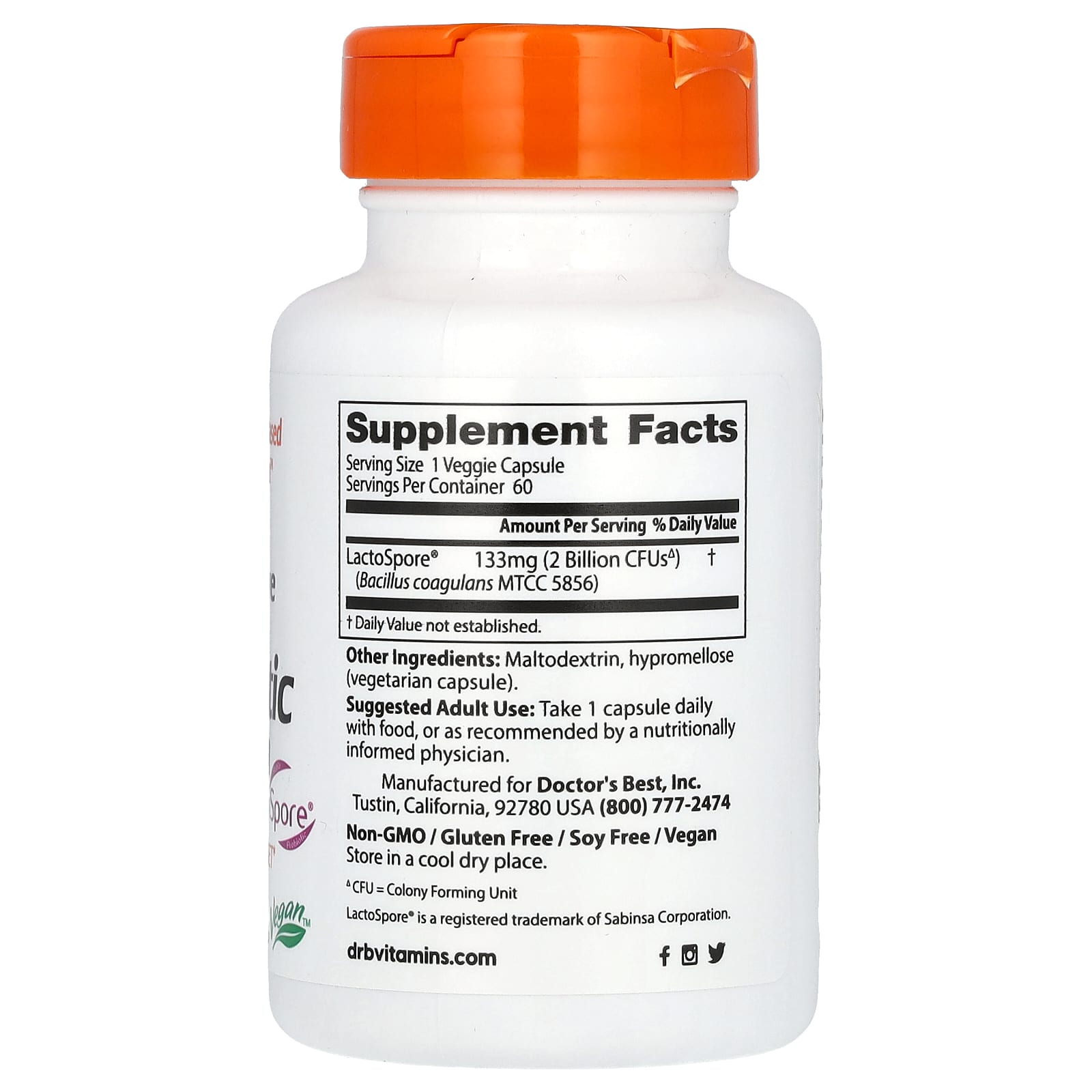 Doctor's Best Probiotic 2 Billion with LactoSpore for Digestive Health - Image 2