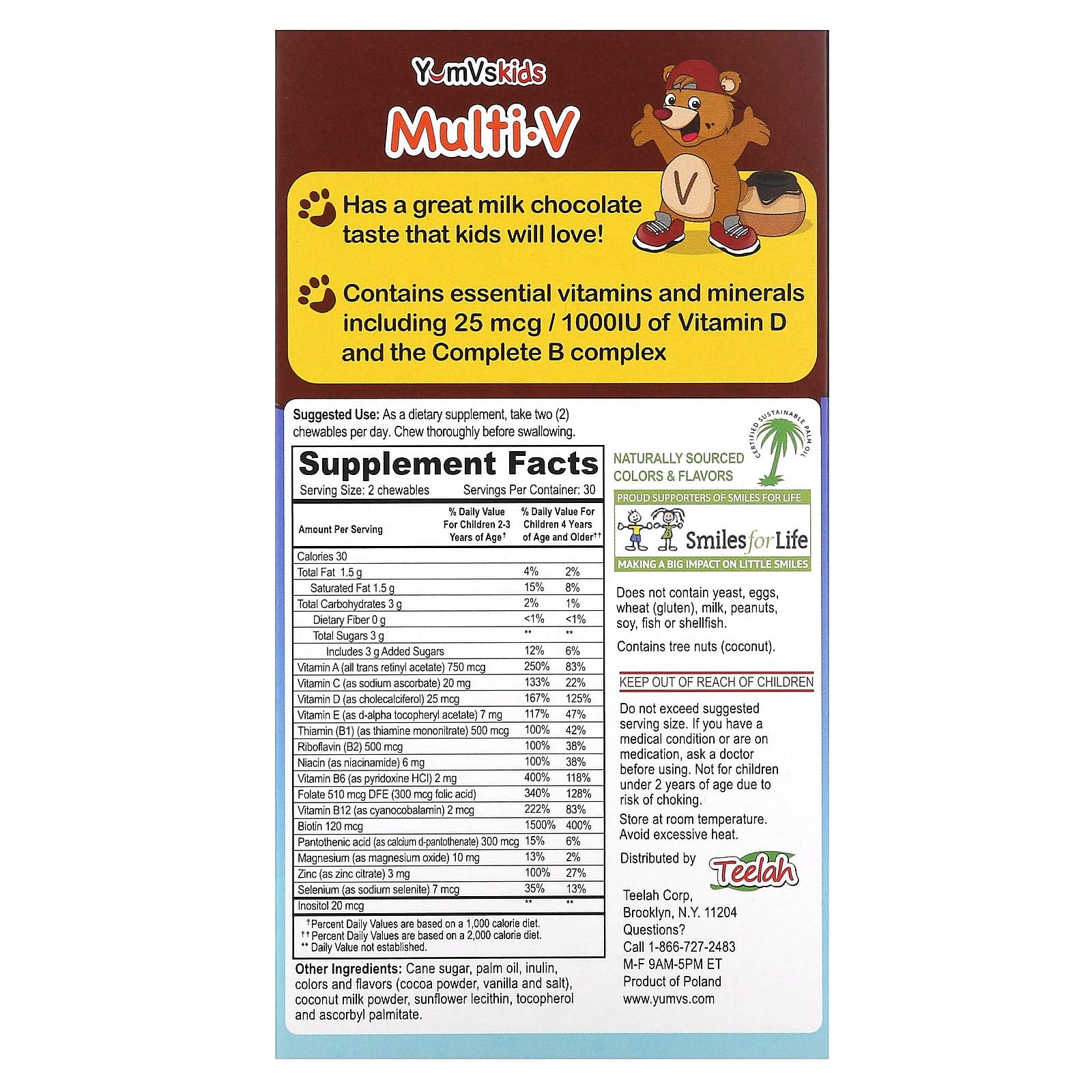 YumVs, Kids, Multi V with Multi-Mineral Formula, Milk Chocolate , 60 Bears - Image 2