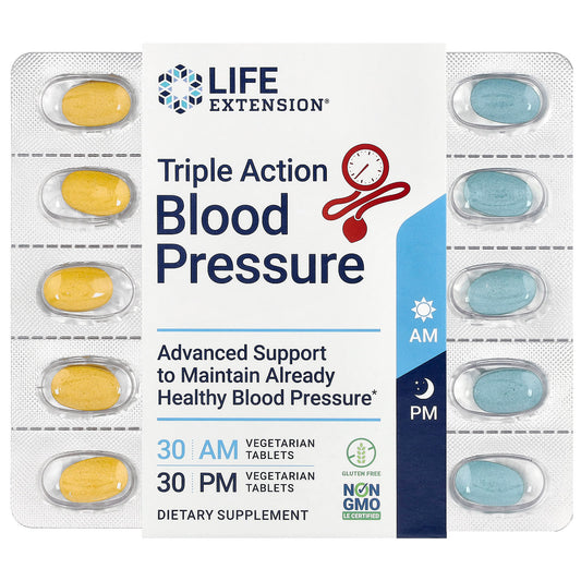 Life Extension, Triple Action Blood Pressure, AM/PM, 60 Vegetarian Tablets - Image 1
