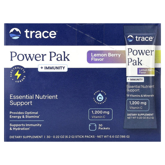 Trace, Power Pak + Immunity, Lemon Berry, 30 Stick Packs, 0.22 oz (6.2 g) Each - Image 1