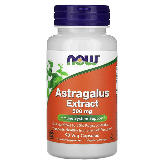 NOW Foods, Astragalus Extract, 500 mg, 90 Veg Capsules - Image 1