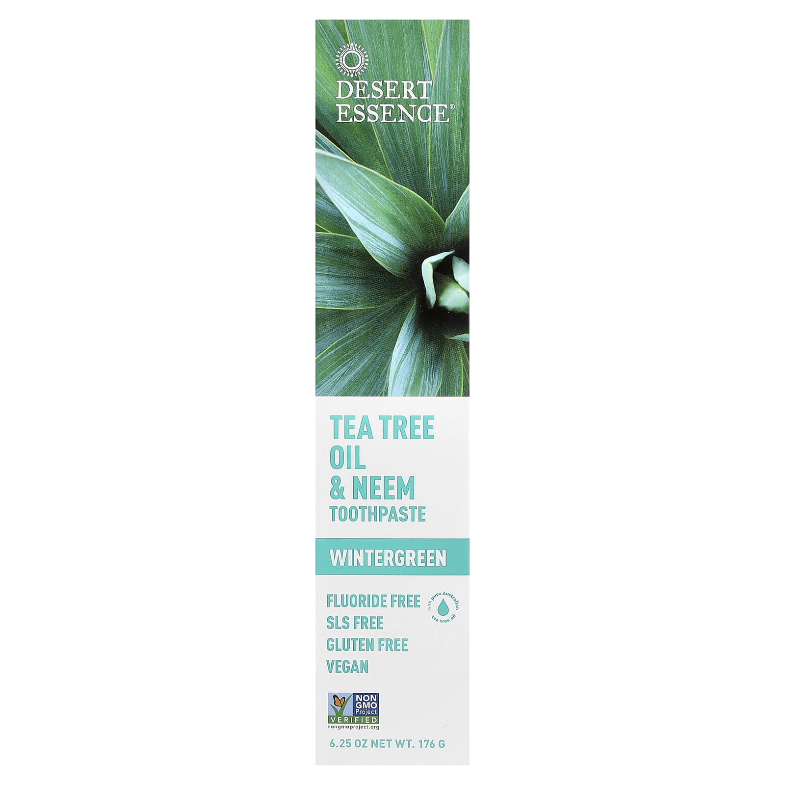 Desert Essence Tea Tree Oil Toothpaste, Wintergreen Mint, 6.25 oz (176g) - Image 2