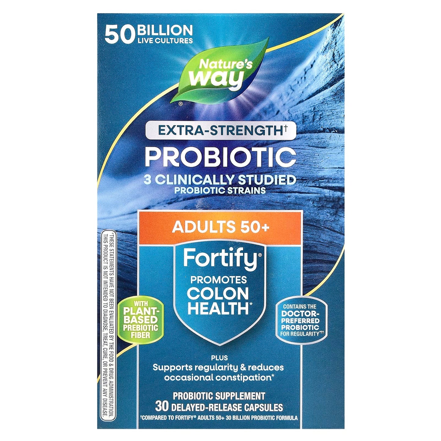 Nature's Way, Fortify®, Extra Strength Probiotic, Adults 50+, 50 Billion, 30 Delayed-Release Capsules - Image 1